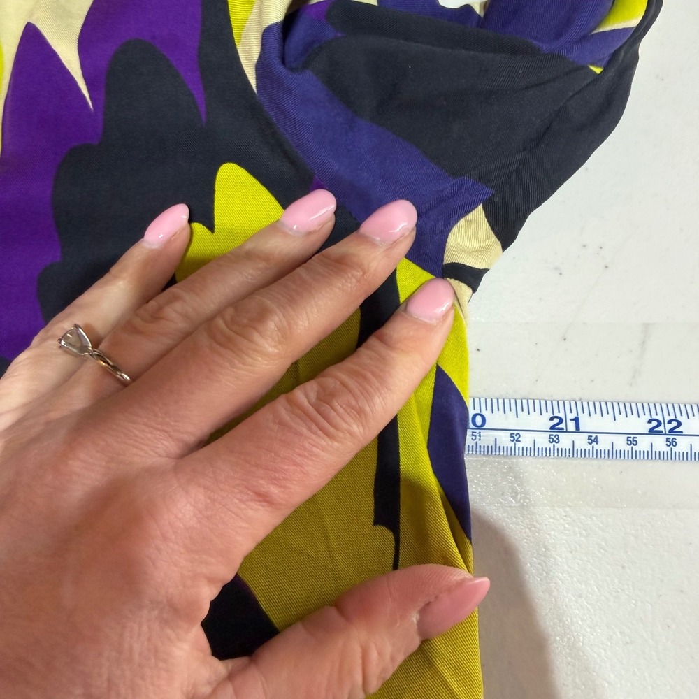 Smith & Soul Blouse Women Small Purple Yellow Abstract Botanical Art to Wear - Picture 11 of 12